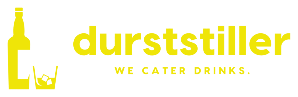 Die Grafik zeigt den Schriftzug: „Durststiller – we cater drinks“.